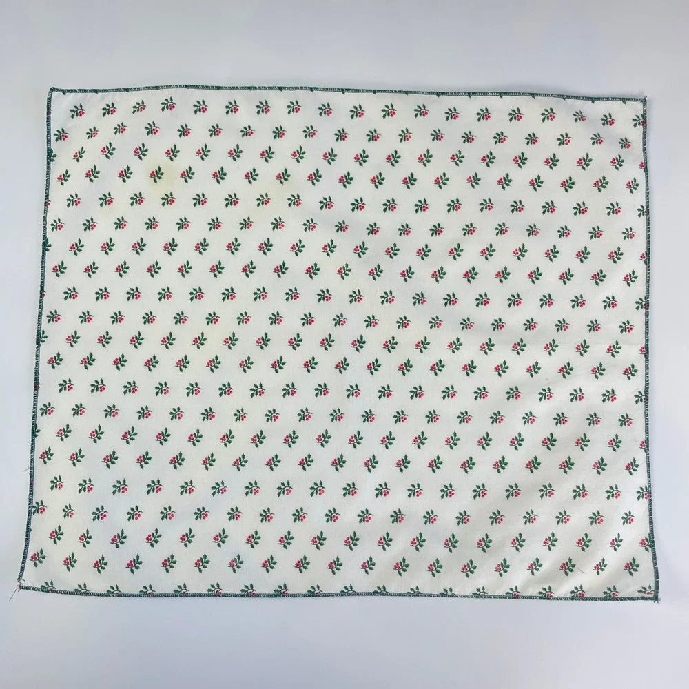 Vintage Christmas Napkins‎ Holly Cloth Set of 5 White FLAWS Holiday Handmade